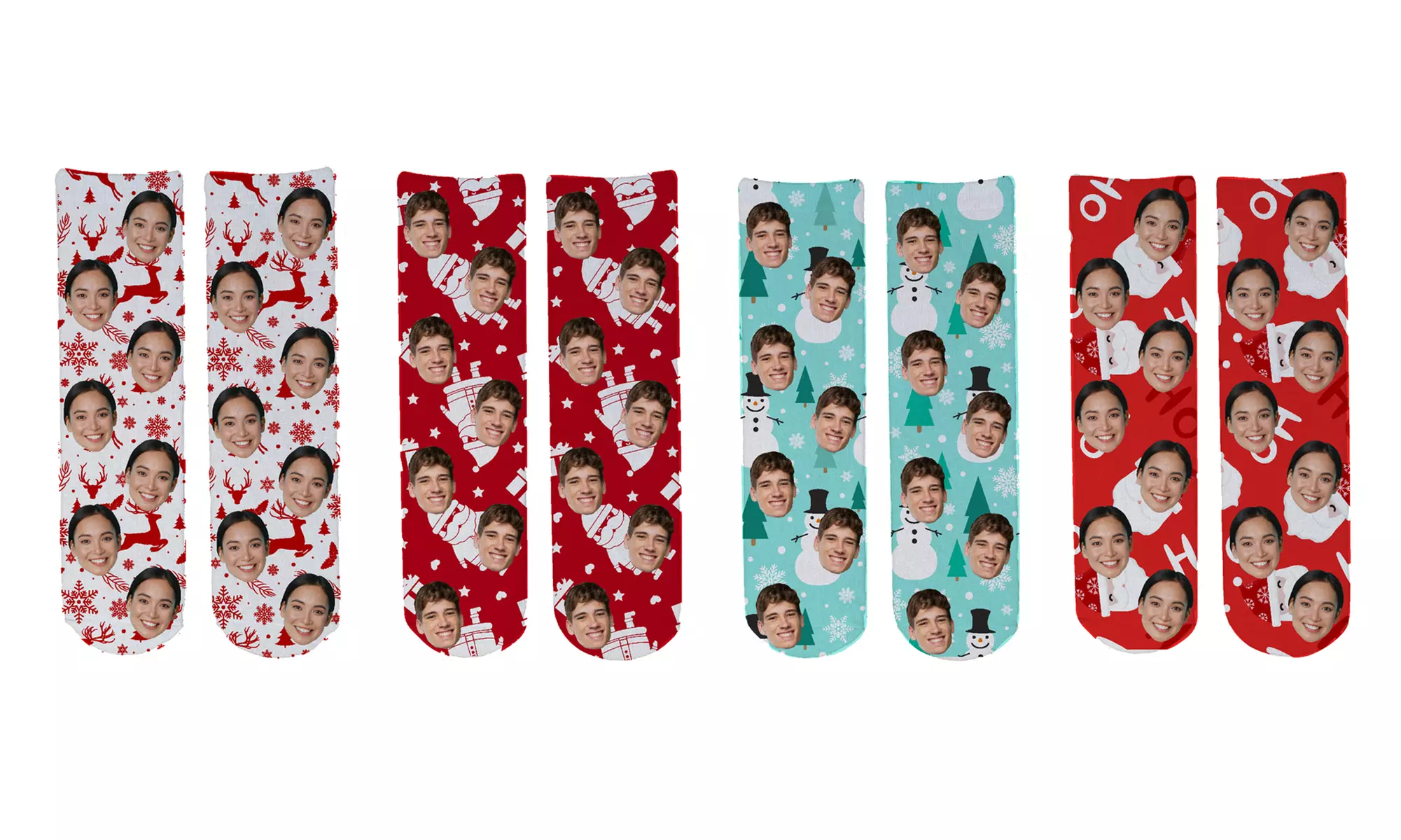 One or Two Pairs of Personalised Christmas Face Socks