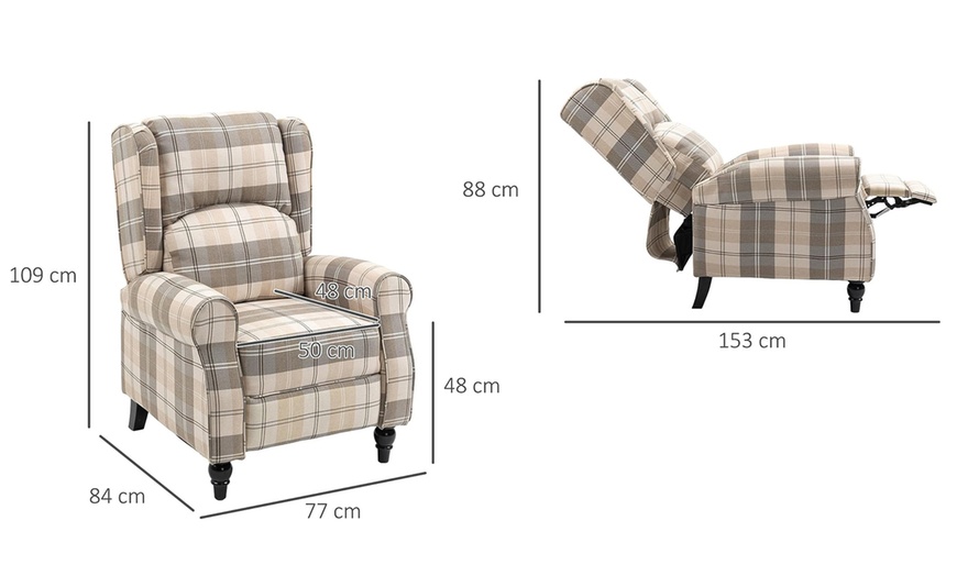 Image 6: HOMCOM Check Recliner Armchair