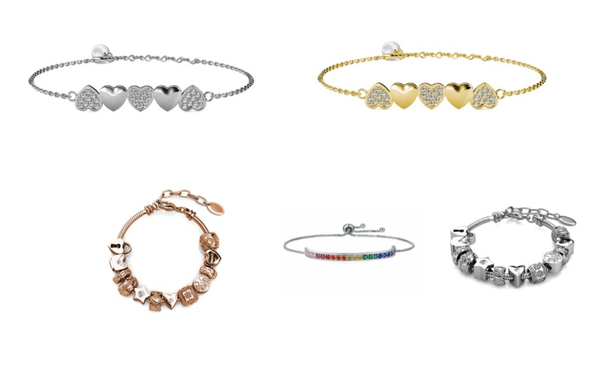 Image 1: Eira Wen Bead Charm Bracelet Collection Made with Swarovski® Crystals