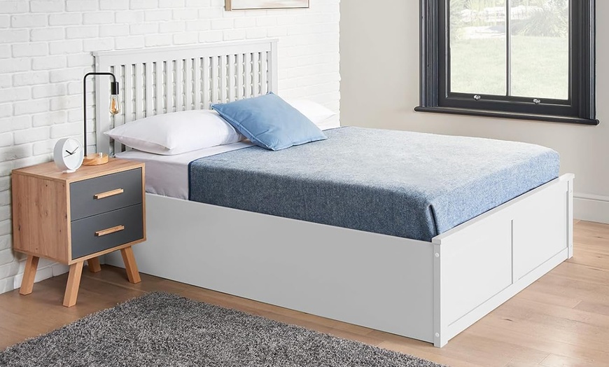 Image 2: White Wooden Ottoman Bed