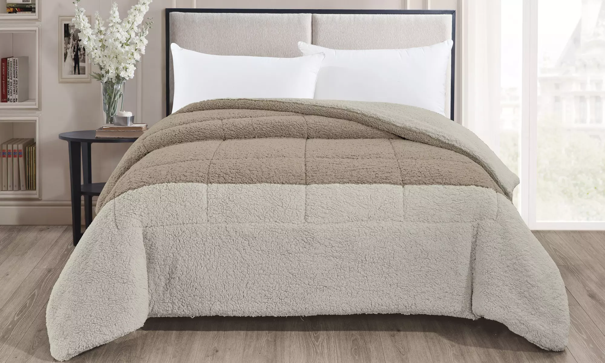 Couette double bicolore sherpa