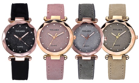 Montre quartz pour femme avec bracelet en cuir