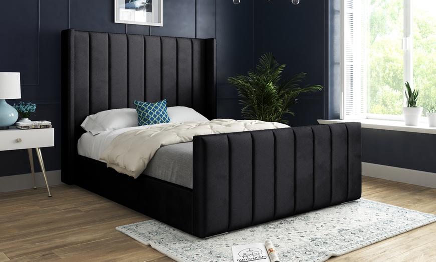 Image 7: DS Living Oxford Panel Upholstered Velvet Bed