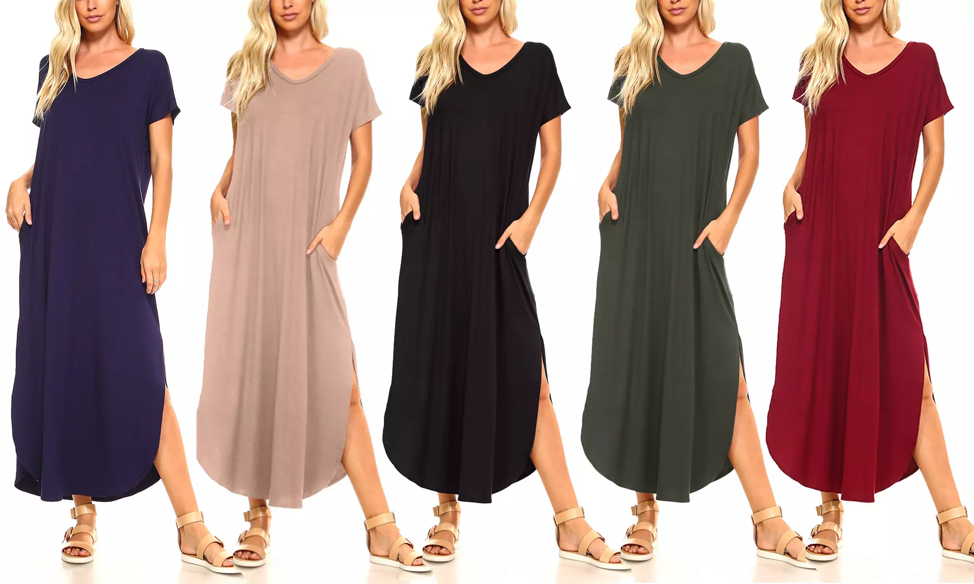 Isaac Liev Women's Flowy Maxi Dress With Pockets and Side Slits. Plus Sizes Available. - Primary Image