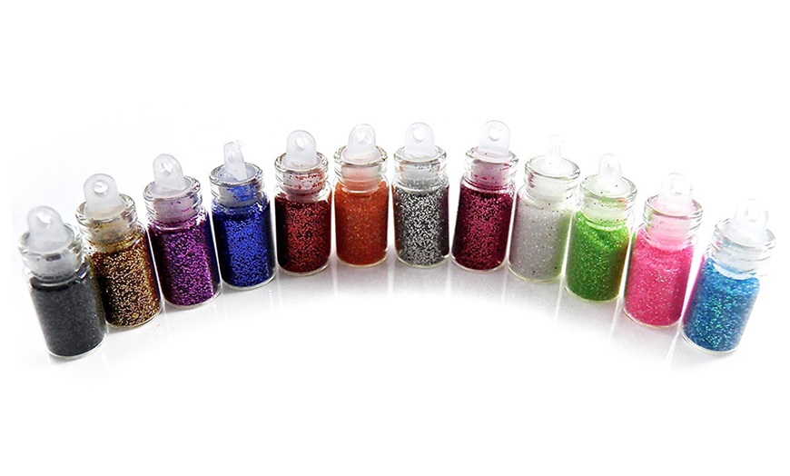 Image 1: Glamza 12 Mini Glitter Bottles