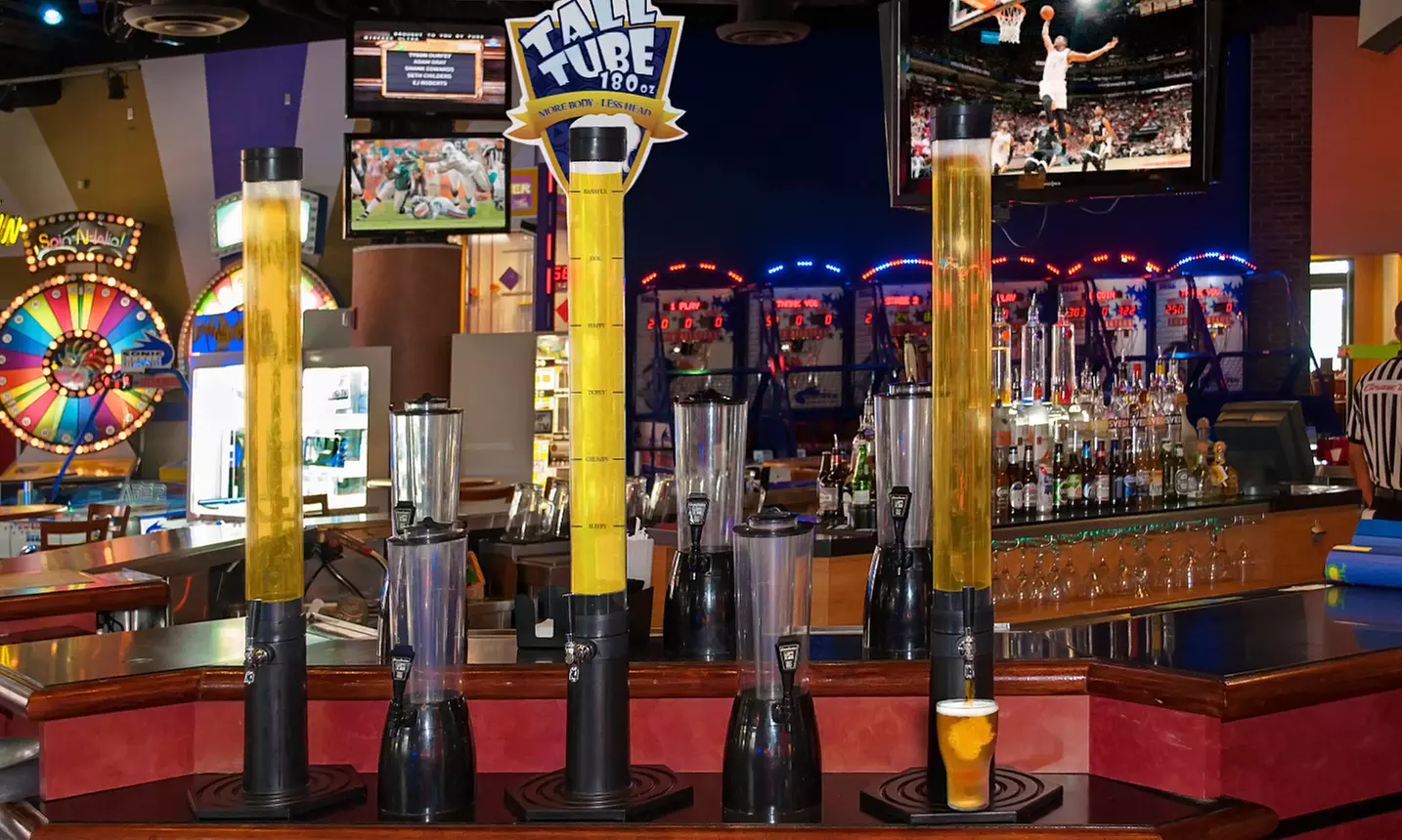 $22 for a 180oz. Tall Tube of Domestic Beer for Four or More at GameTime ($34.99Value)  - Primary Image