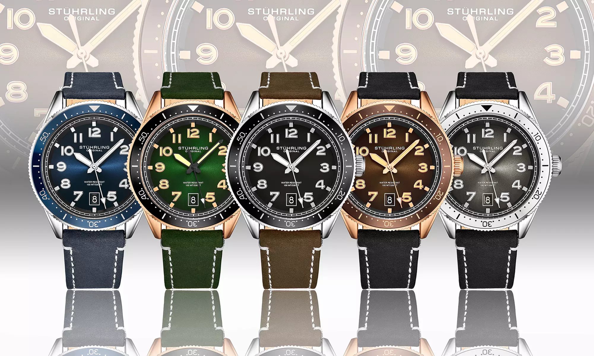 Stuhrling Men's Leather Dive Watch - Primary Image