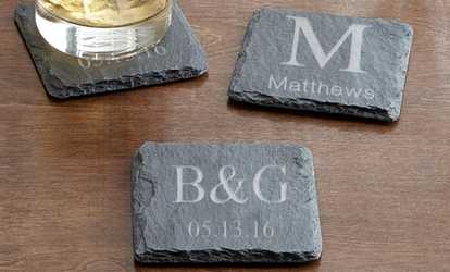 image for Custom Square Slate Coasters from Monogram Online (Set of 2 or 4)