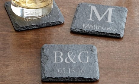 Custom Square Slate Coasters from Monogram Online (Set of 2 or 4)