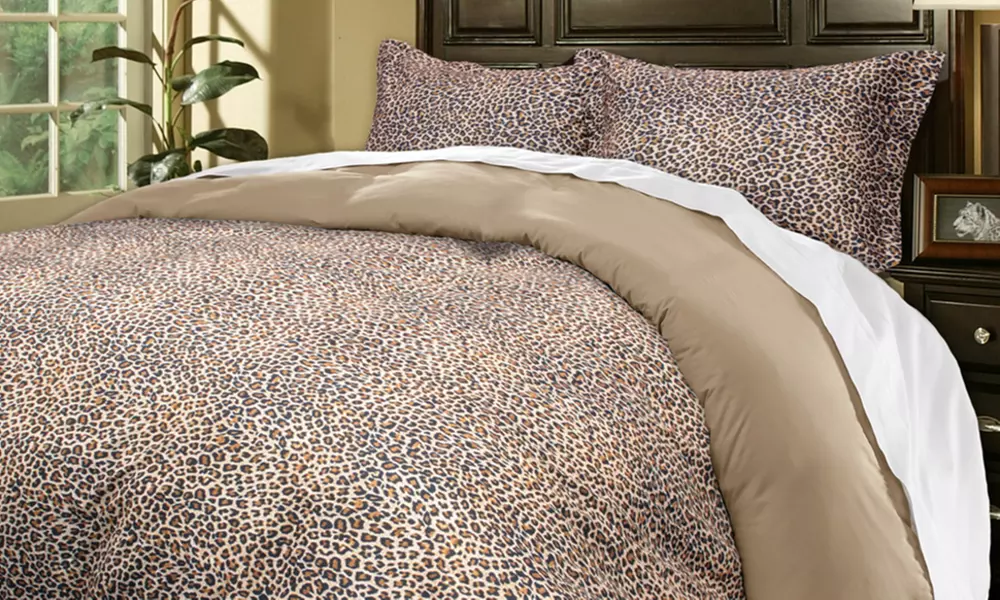 Leopard or Zebra Reversible Duvet Cover Sets (2- or 3-Piece) - Primary Image