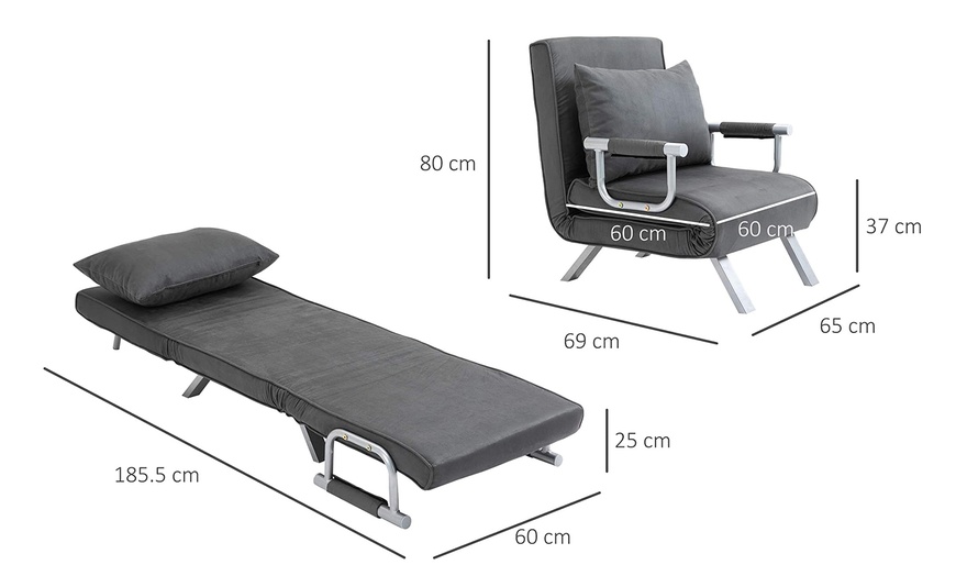 Image 6: Homcom Single Seater Sofa-Bed