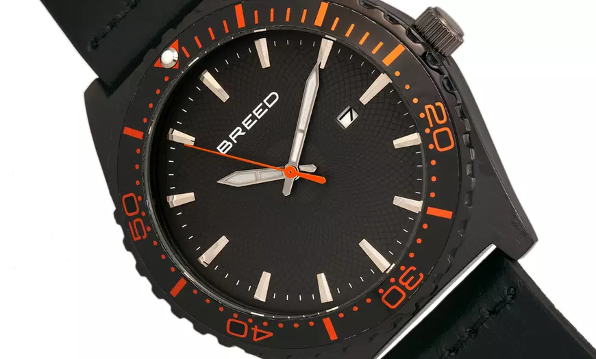 Image 23: Horloges met datum en leren band