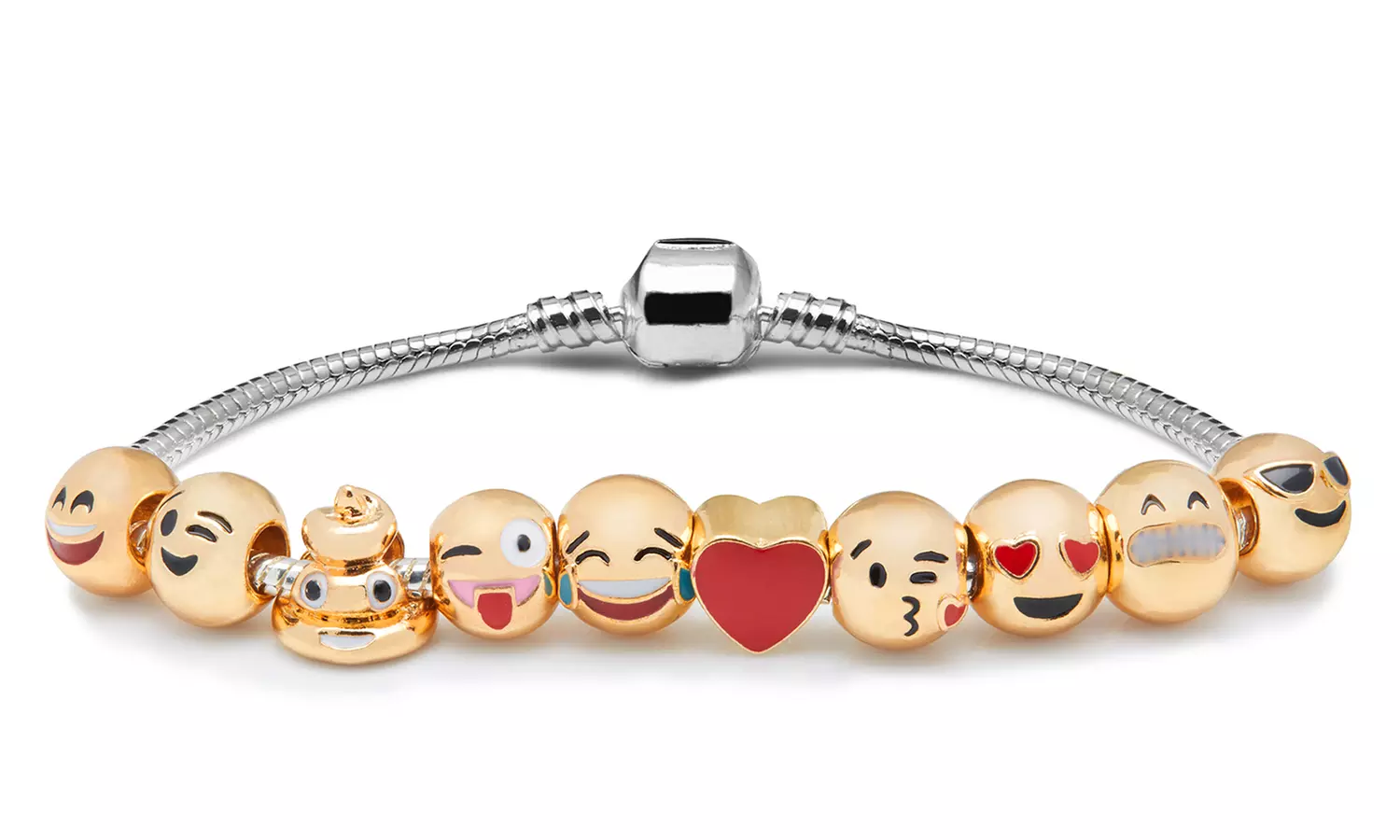 Jusqu'à 3 bracelets Emoji en métal doré et ornés d'émoticônes - Second Medium