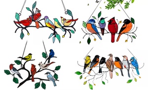 Stained Glass Effect Birds Decorations Set