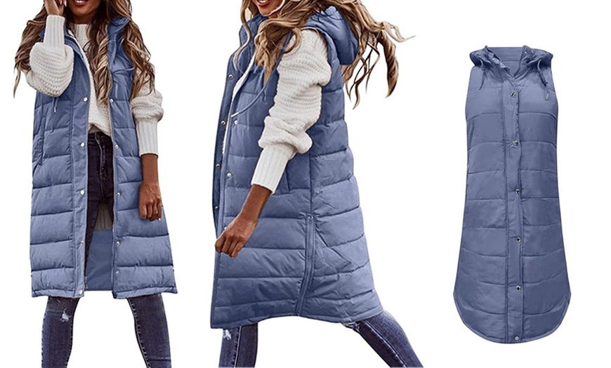 Up To 55% Off Long-Line Hooded Gilet for Women | Groupon