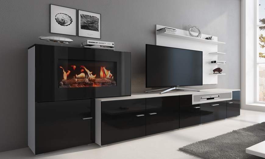 Image 3: Mueble de salón con chimenea eléctrica