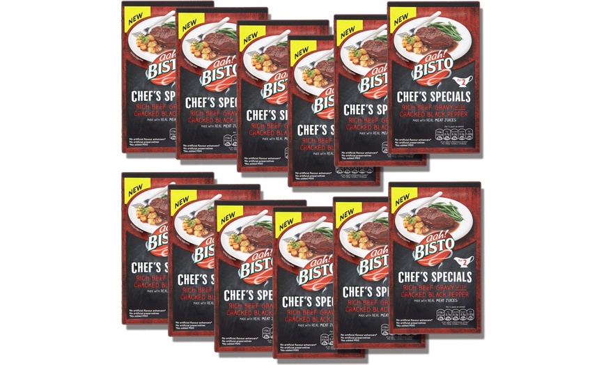 Image 3: 6 or 12 Bisto Beef Gravy and Cracked Back Pepper Sachets 25g