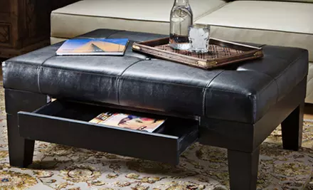 $129 for a Tucson Black Leather Storage Ottoman ($299.99 List Price). Free Shipping. - Second Medium