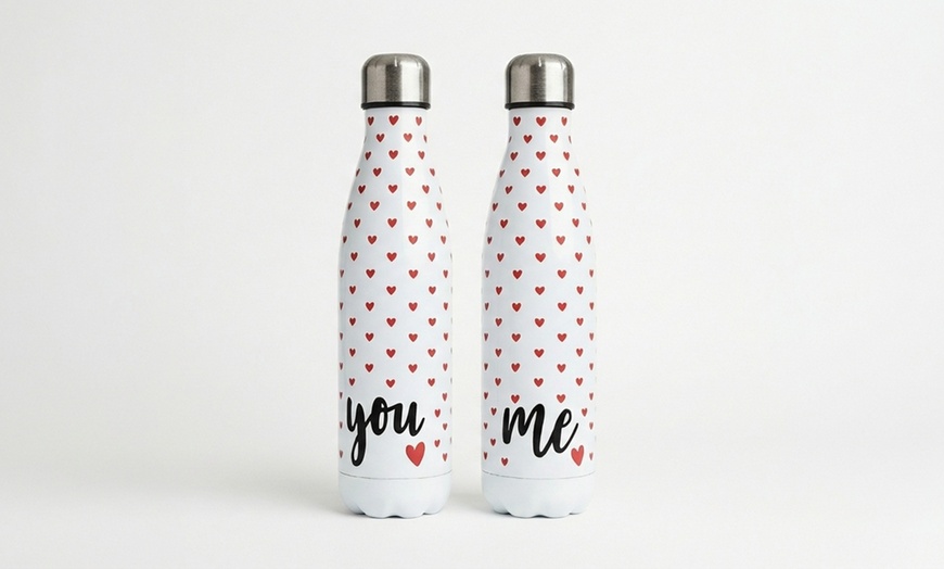 Image 3: Set di 2 borracce termiche You & Me con design a cuore