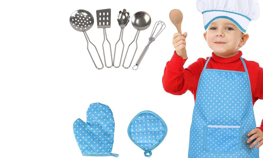 Image 2: Kids' Pretend Play Chef Costume with Cooking Set