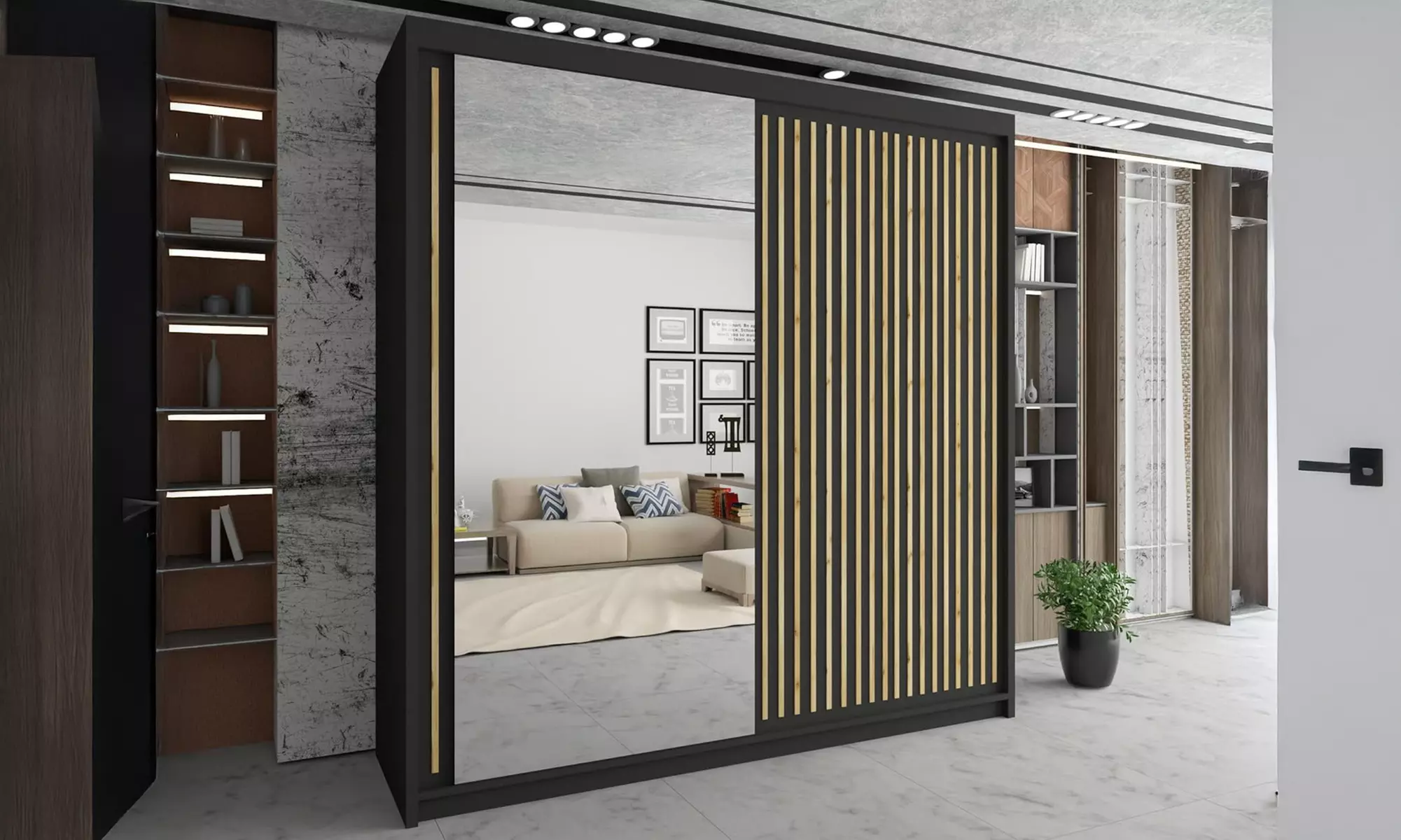 Roni Sliding Mirror Door Wardrobe