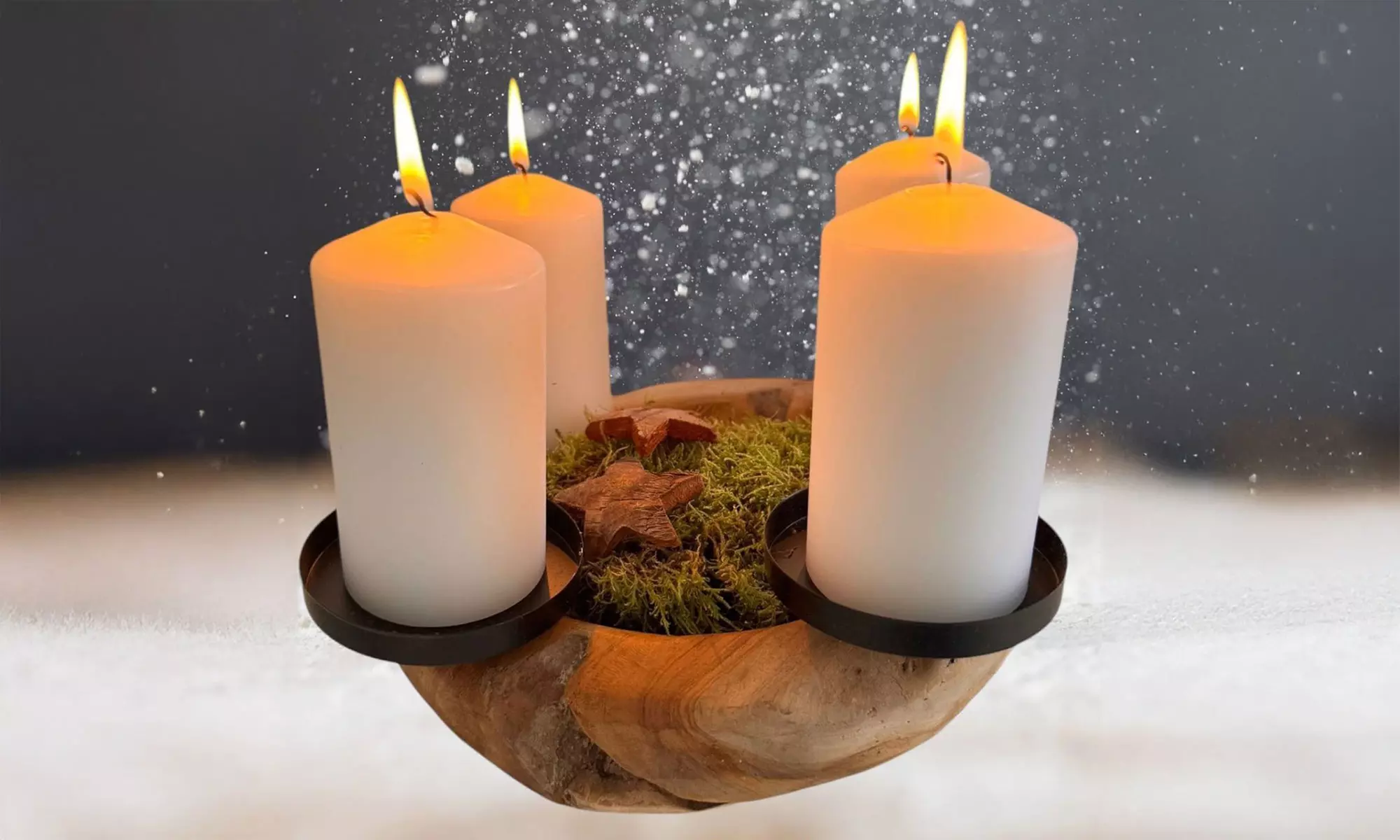 Adventskranz aus Wurzel-Teakholz