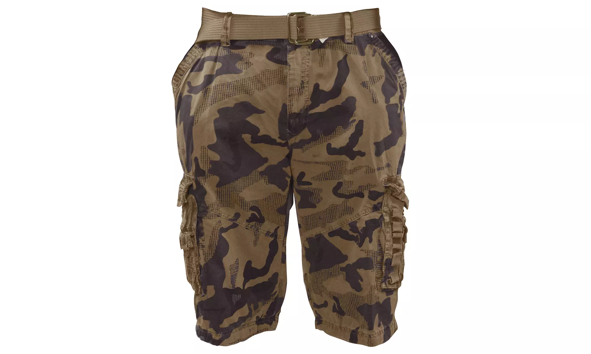 LeeHanTon Men's Camo Design 100% Cotton Cargo Shorts w/ Belt (30-40) - Second Medium