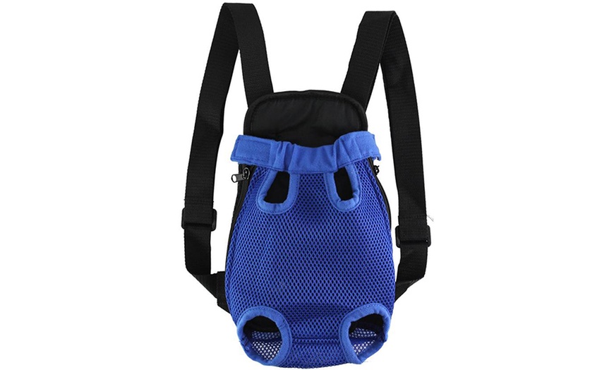 Image 4: Adjustable Front Pet Carrier Travel Backpack
