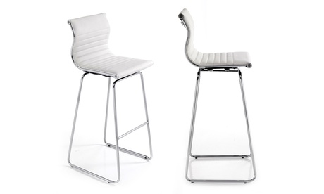 Set 2 sgabelli bar Task con seduta in pelle sintetica bianca