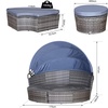 Image 7: Outsunny Round Rattan Sofa Bed with Retractable Canopy