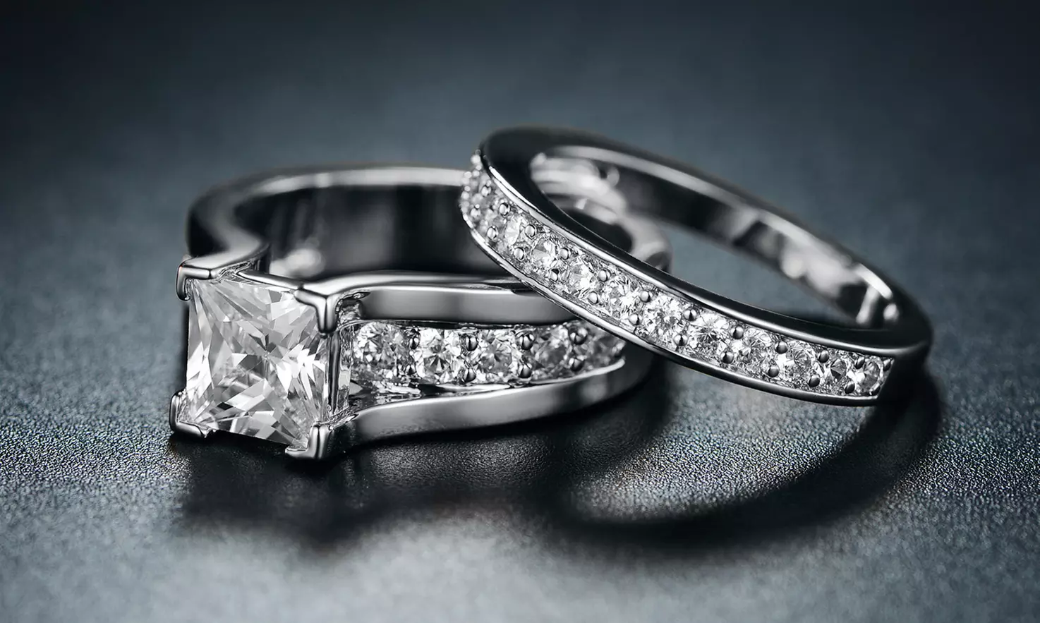 Princess Cut Bridal Ring Made with Swarovski Crystals. Multiple Options Available. - Primary Image