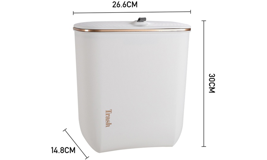 Image 8: Kitchen BathroomCompact Hanging Waste Bin with Lid