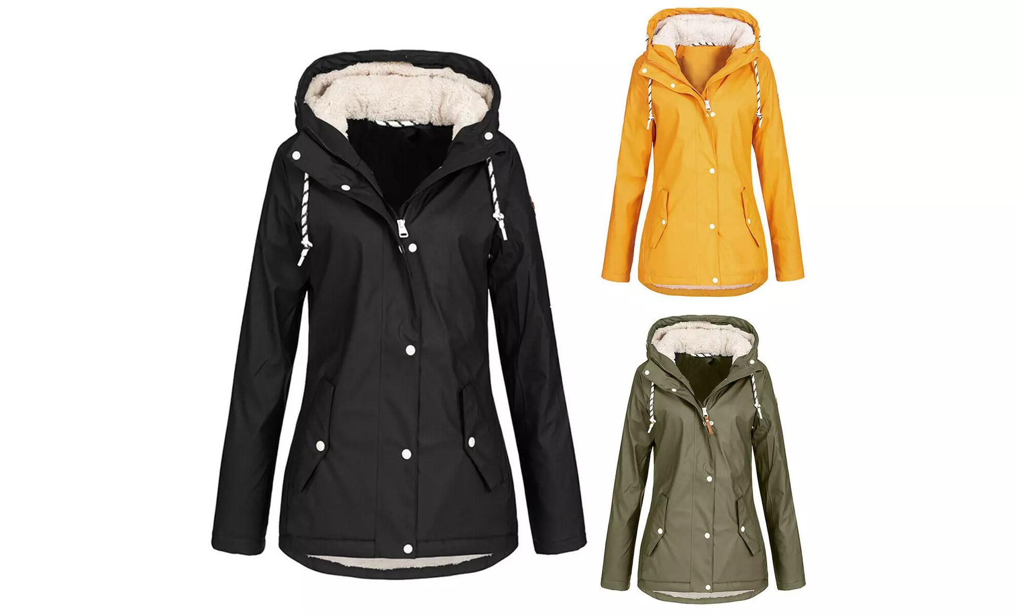 Parka femme imperméable avec capuche en fausse fourrure - Primary Image