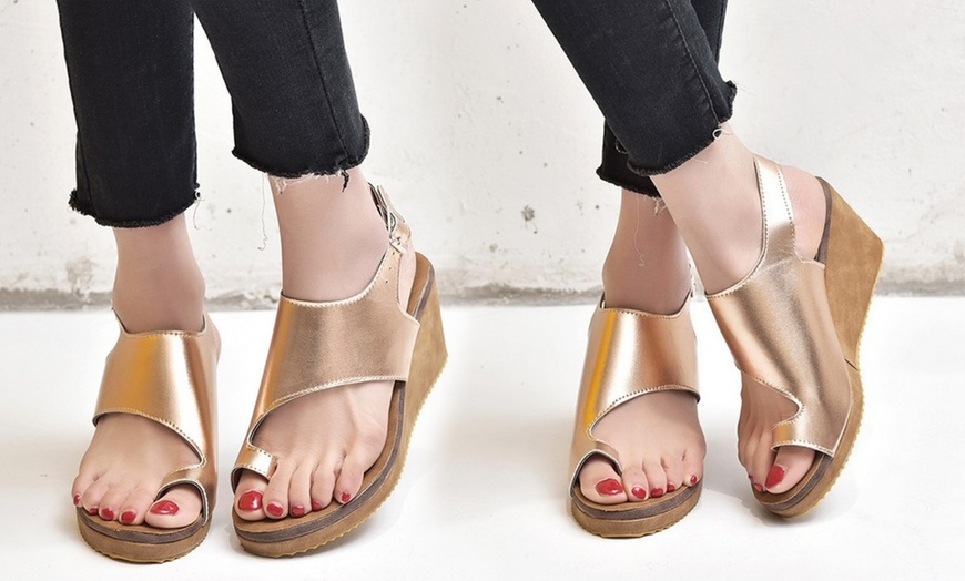 Image 4: Women's Bunion Comfort Wedge Sandals