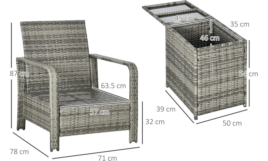 Image 5: Outsunny Three-Piece Patio Rattan Garden Bistro Set