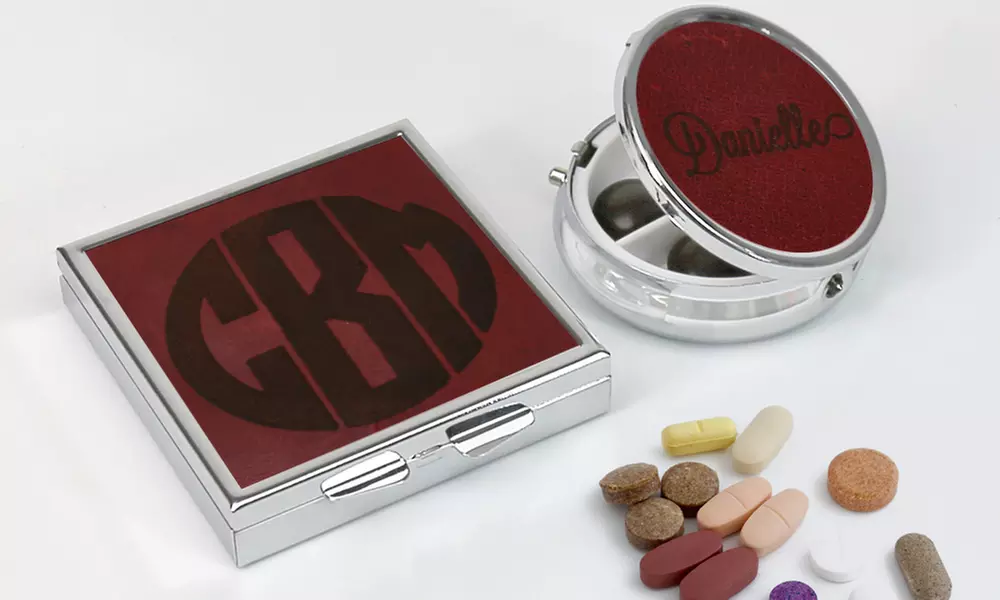 Personalized Pillbox with Leather Insert (Up to 80% Off) - Second Medium