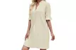 Women's V Neck Ruffled Half Sleeves Shift Dress Flowy Summer Beach Cover Up - Second Medium