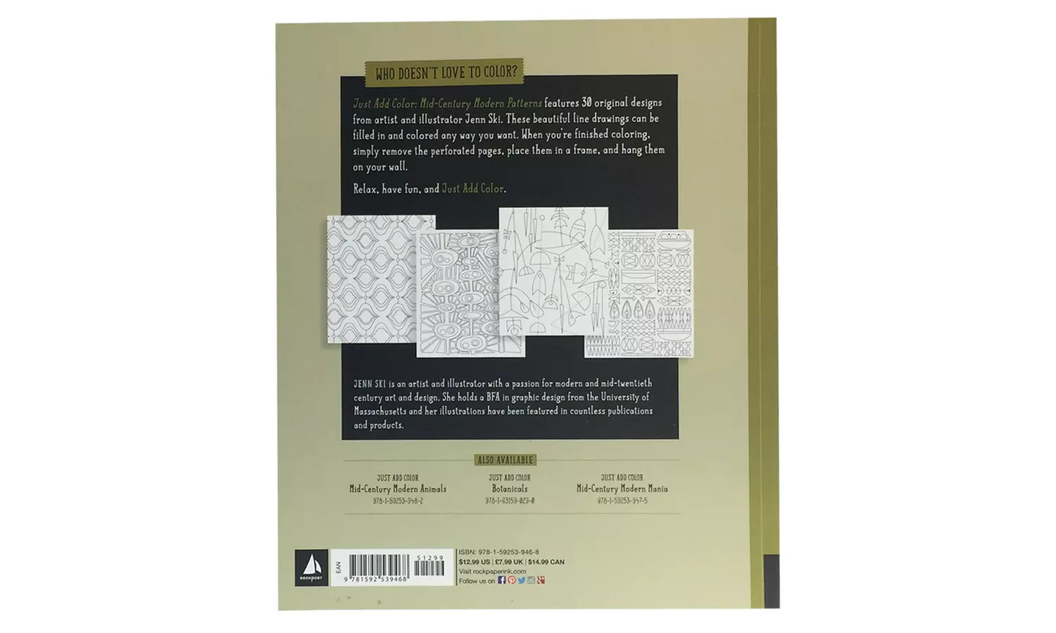 Just Add Color: Mid-Century Modern Patterns Coloring Book for Grownups - Second Medium