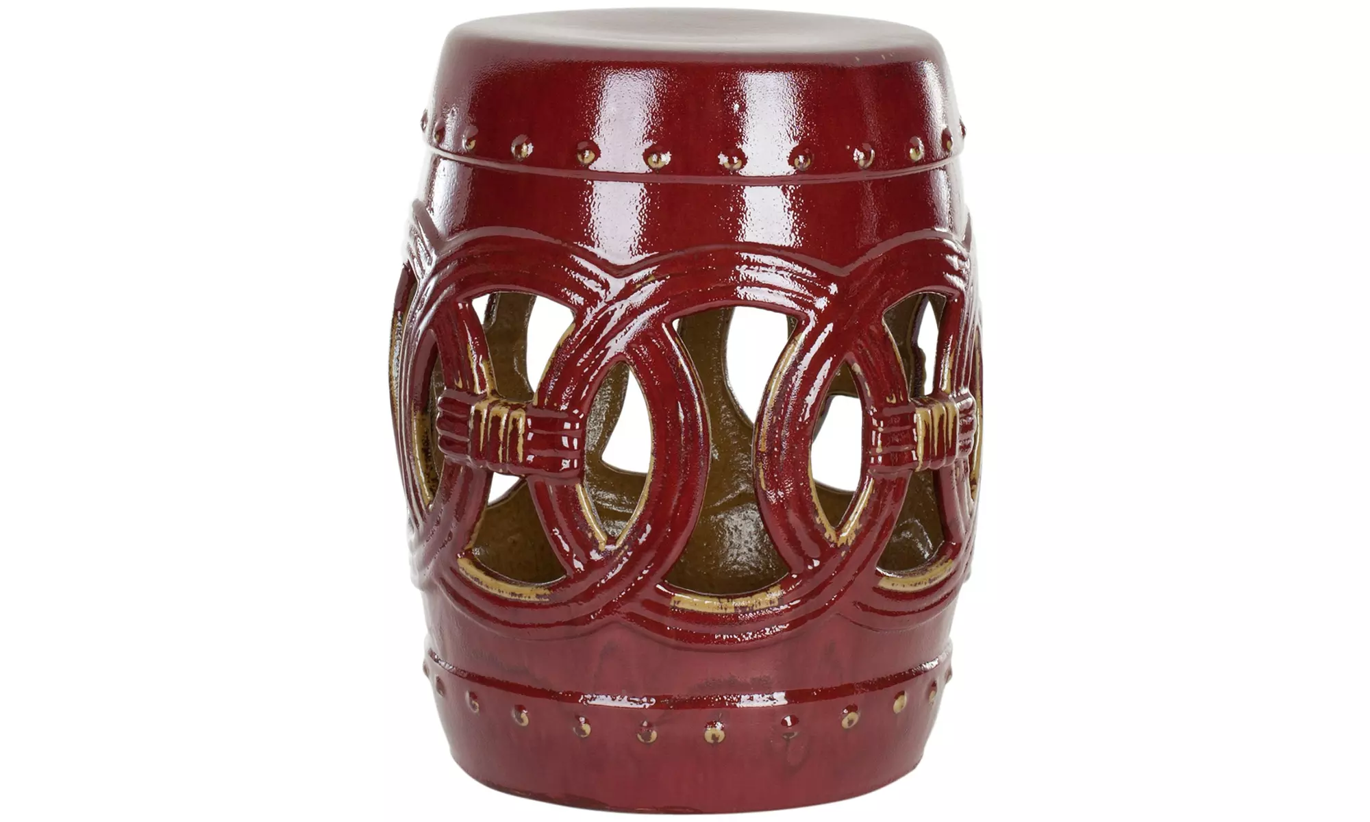 Safavieh dekorativer Keramik-Hocker für Innen- und Außenbereich in Weinrot - Second Medium