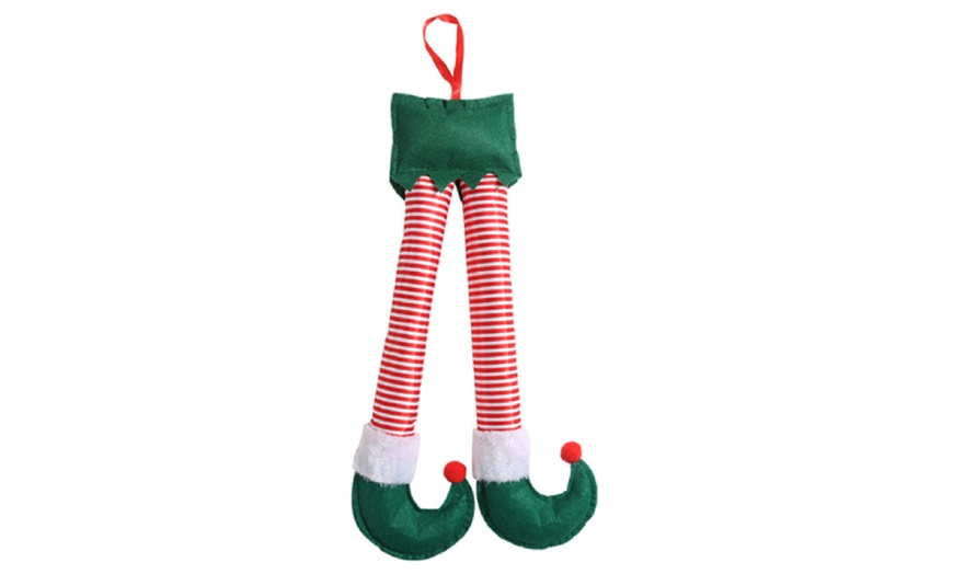 Image 4: One or Two Christmas Elf Legs Decorations