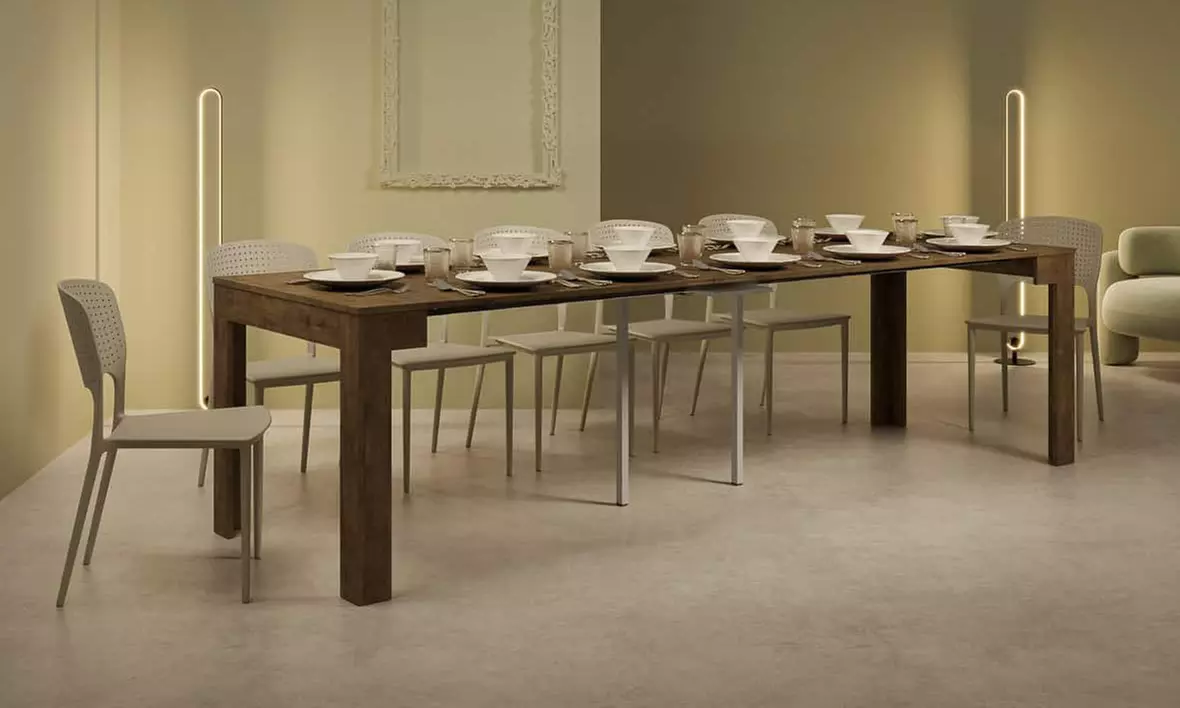 Mesa consola extensible Bora con 3 o 5 extensiones