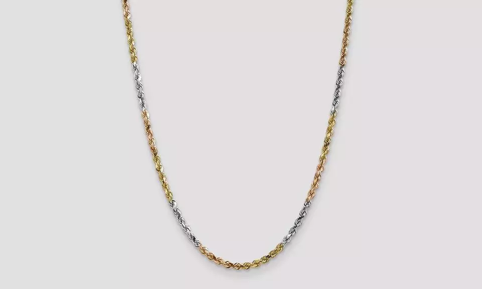 Italian 14K Tri-Color Gold 3MM Diamond Cut Rope Chain by MORICCI - Primary Image