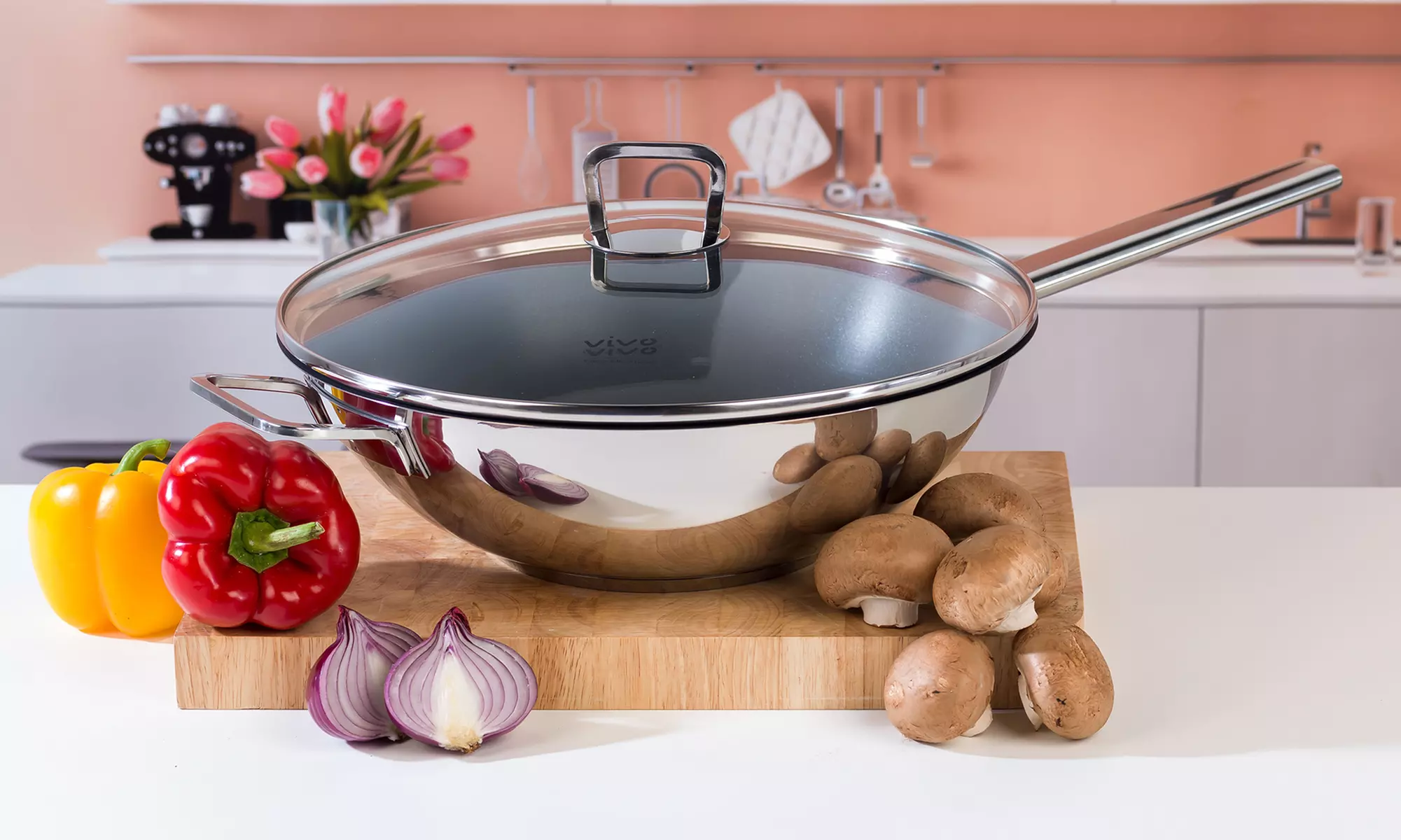 Vivo by Villeroy & Boch 3tlg Topfhalter & Untersetzerset und/oder 30cm Edelstahl Wok antihaftbeschichtet, induktionsfest - Primary Image