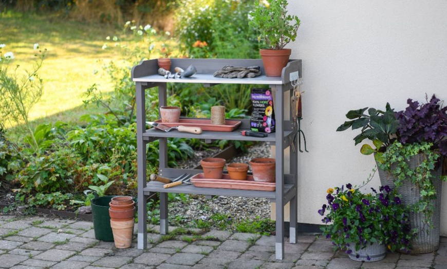 Image 5: Garden Grow Wooden Potting Bench or Storage Cabinet