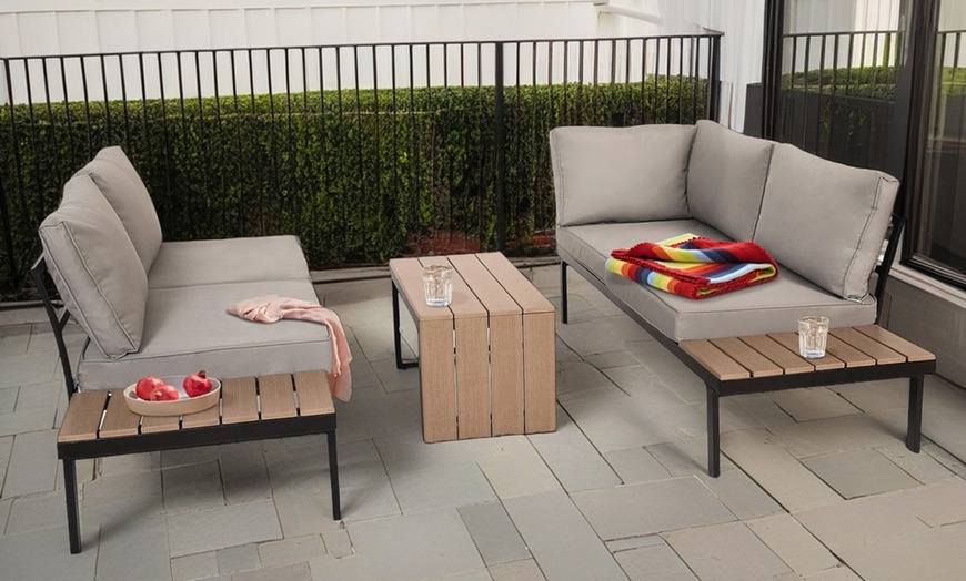 Image 8: Sienna Three Way Interchanging Grey Garden Furniture Set