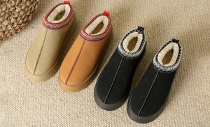 Faux Fur Sheepskin Lined Mini Snug Boot Slippers 