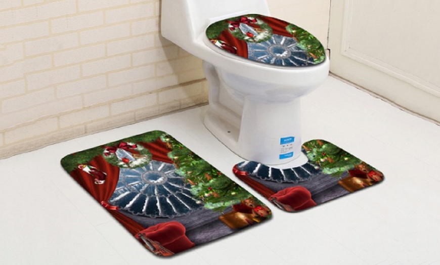 Image 7: 3-Piece Bathroom Toilet Cover Set