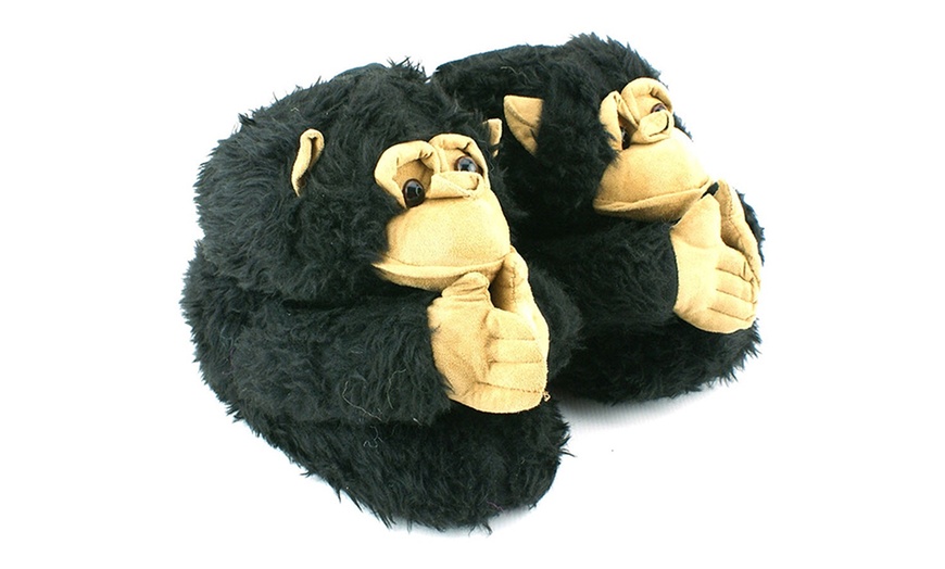 Image 2: Slip-On Gorilla Monkey Slippers