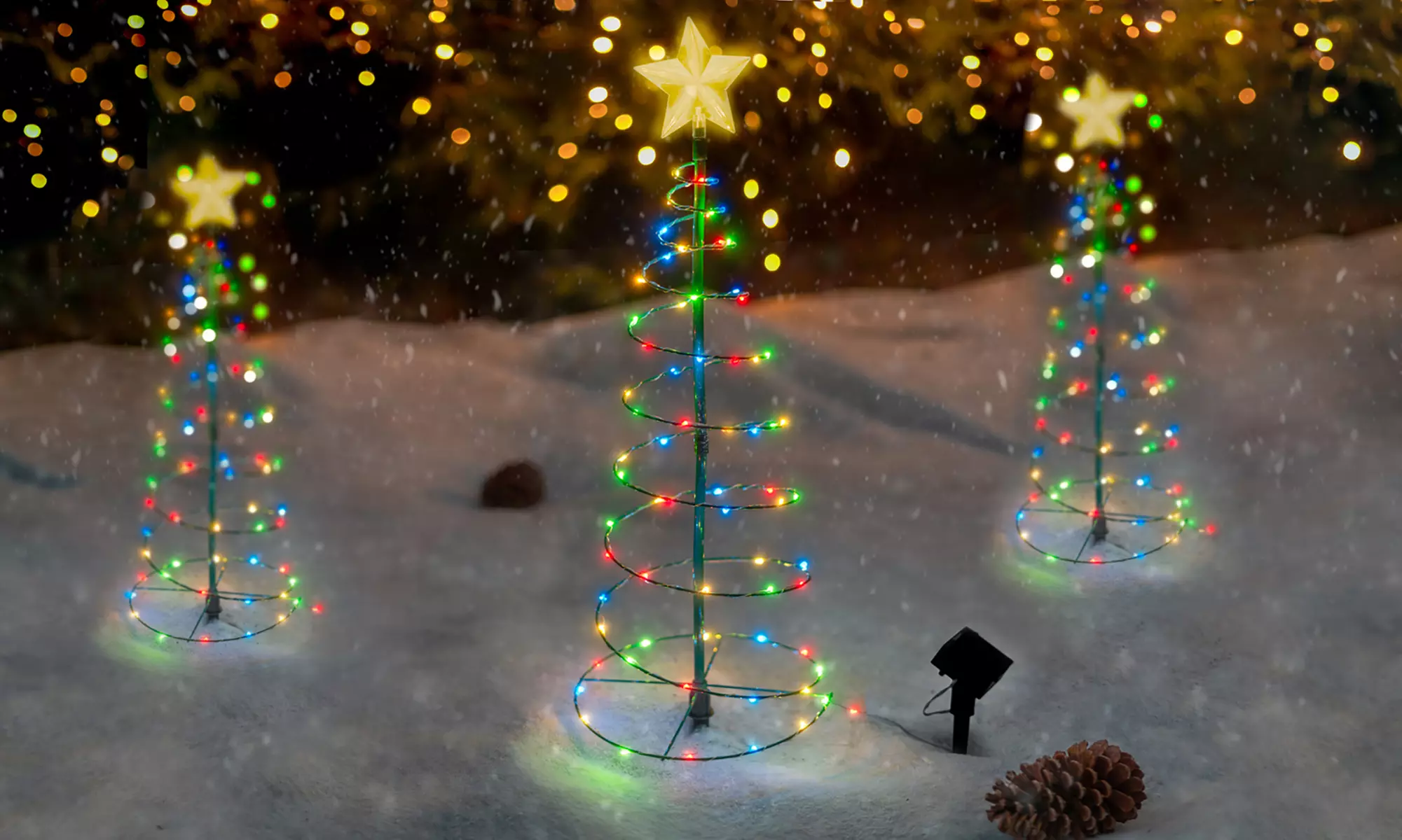 Touch Of ECO Solar LED Metal Christmas Tree Decoration (1, 2, 4-Pack) - Primary Image