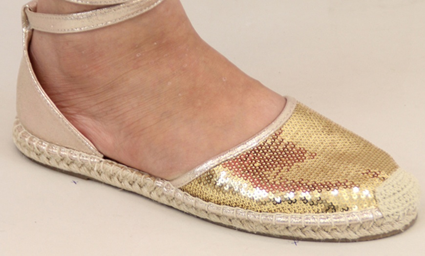 Image 3: Kelsi Women's Flat Espadrilles with Sequin Details